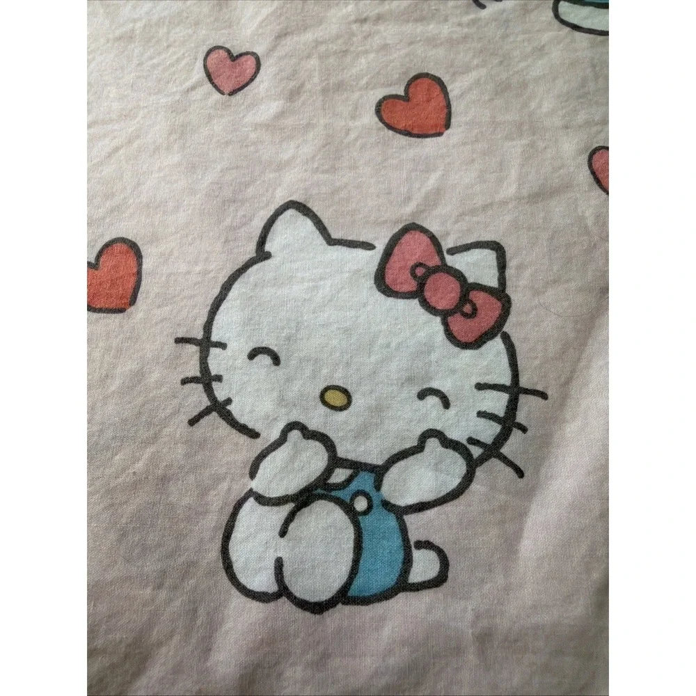 Pottery Barn‎ Hello Kitty Classic Hearts Full/Qn Duvet Cover EUC Organic Cotton